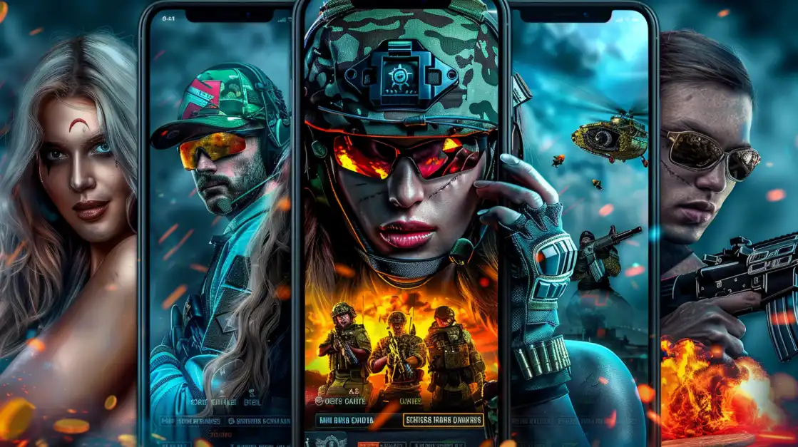 armed soldiers inside mobile phones with a war game theme
